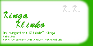 kinga klimko business card